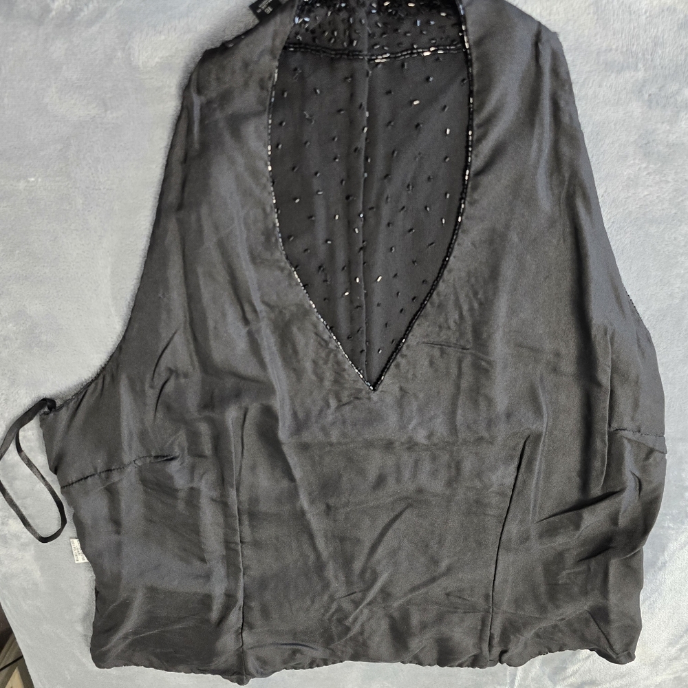 NWT JKara Faux Wrap Black Beaded Top Womens Plus Size 18 Sleeveless Glam - Picture 12 of 16
